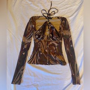 PLT mesh long sleeve top